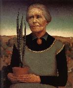 Both Hands with Miniature garden of woman Grant Wood